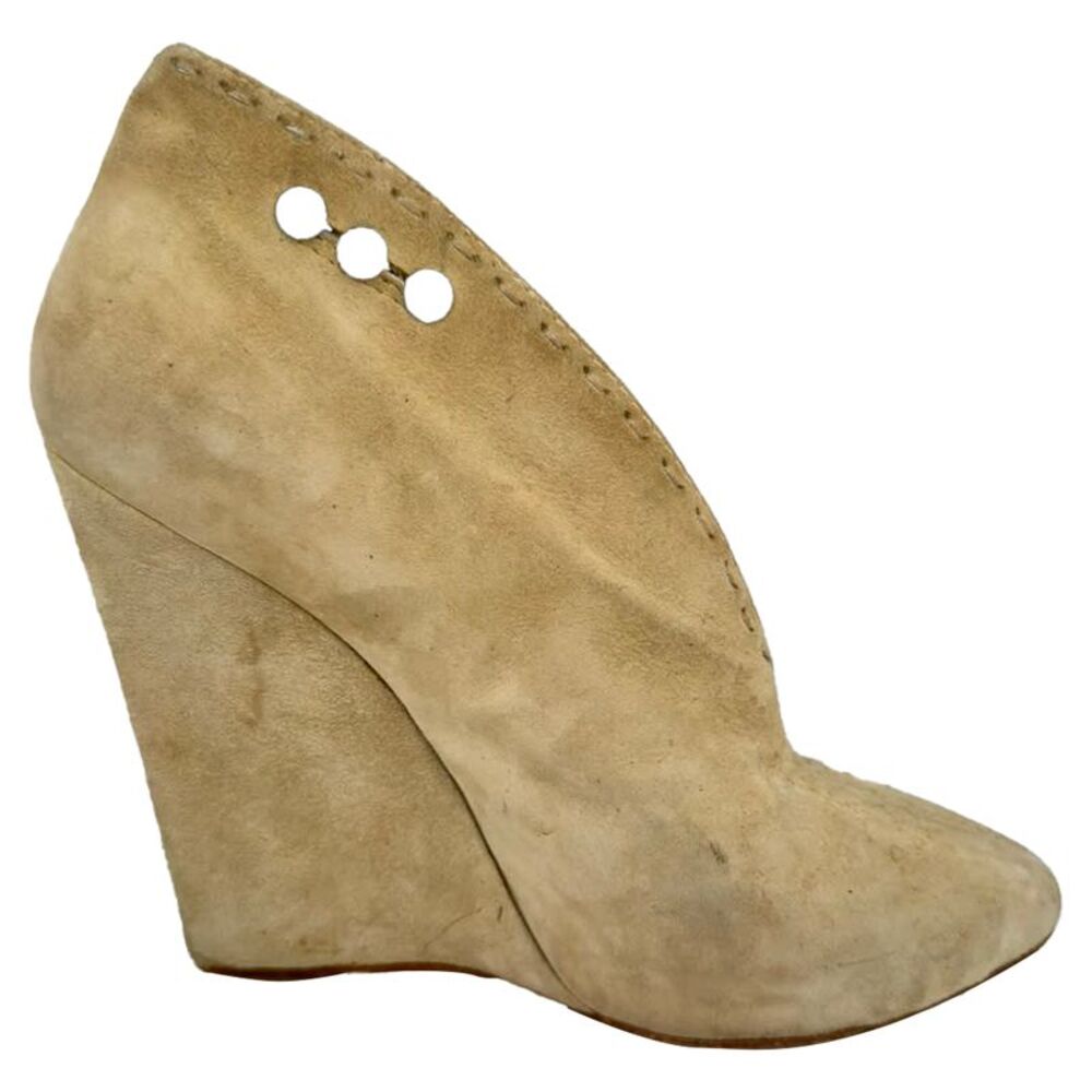 Giuseppe Zanotti Wedge Ankle Boots in Beige Suede